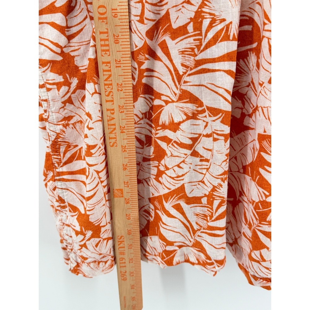 Hawaiian Mens Tall XL Short Sleeve Button Tropical Palm Orange Shirt Resortwear - Picture 7 of 8